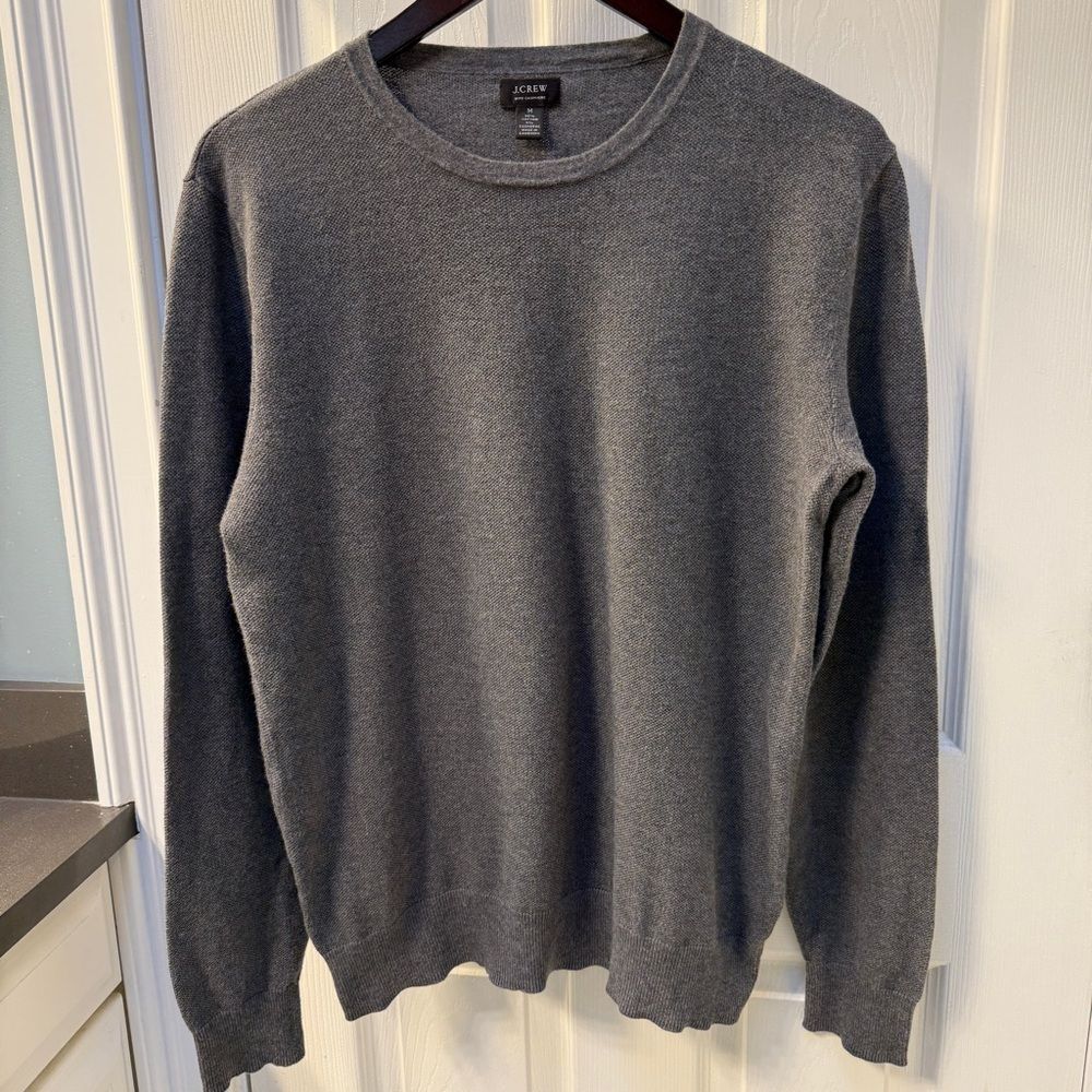 J. Crew Cotton Cashmere Blend Crewneck Sweater Gray Base Layer Size Medium